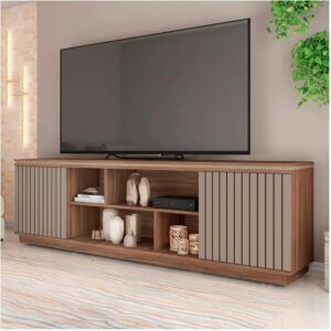 Rack para TV até 75 Polegadas Simetria 2 PT Nogueira e Fendi - Modern