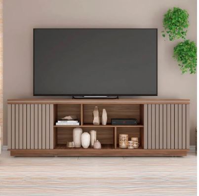 Rack para TV até 75 Polegadas Simetria 2 PT Nogueira e Fendi